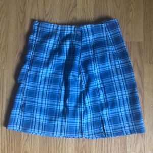Blue checkered skirt